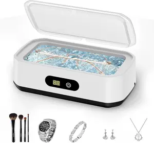 Ultrasonic Cleaner Machine 304 Stainless Steel Tank Sonic Cleaning Device for Eyeglasses Rings Watch Bands Dentures Retainers Coins Makeup Tools and Small Metal Parts Home and Travel Use