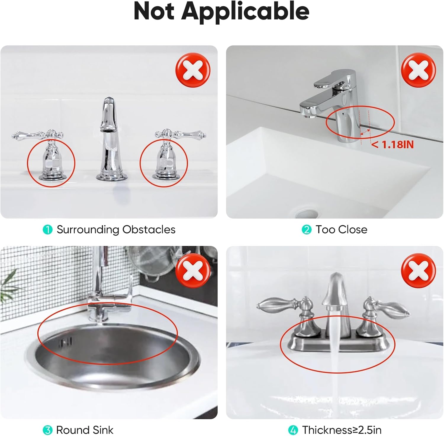 24 Inch Extra Long Silicone Faucet Mat for Kitchen Sink, 7° Slope Self-Draining Splash Guard, Water Catcher Draining Pad for Counter Protection, Keep Kitchen Sink Area Clean and Dry