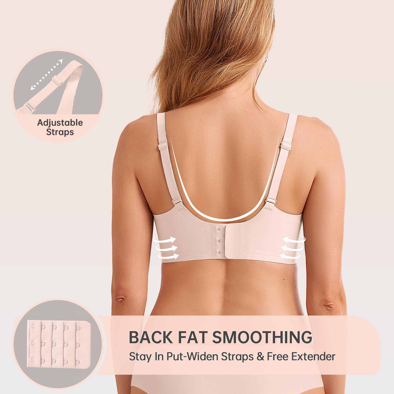 OEAK Womens Wireless Seamless Bras Deep V No Underwire Push Up Jelly Bras Supportive Full Coverage Bralettes Plunge T Shirt Bra