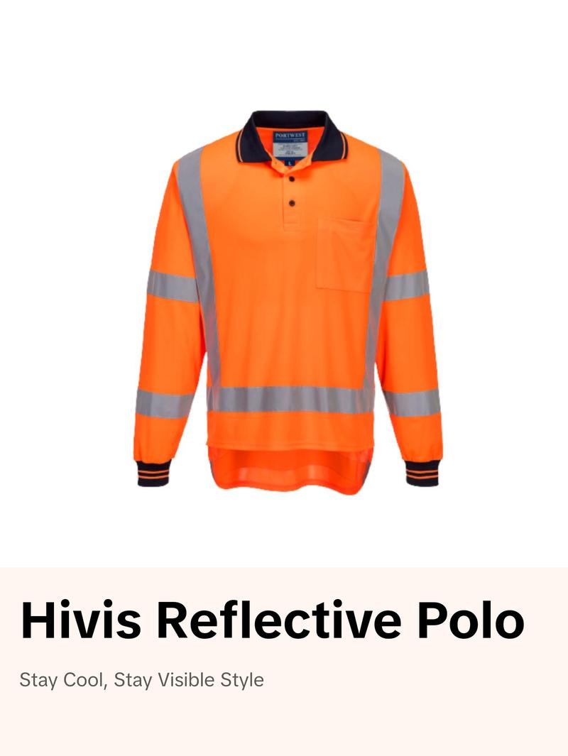 Portwest TTMC Long Sleeve Polo 2 Tone Comfort HiVis Reflective Work Safety TM312