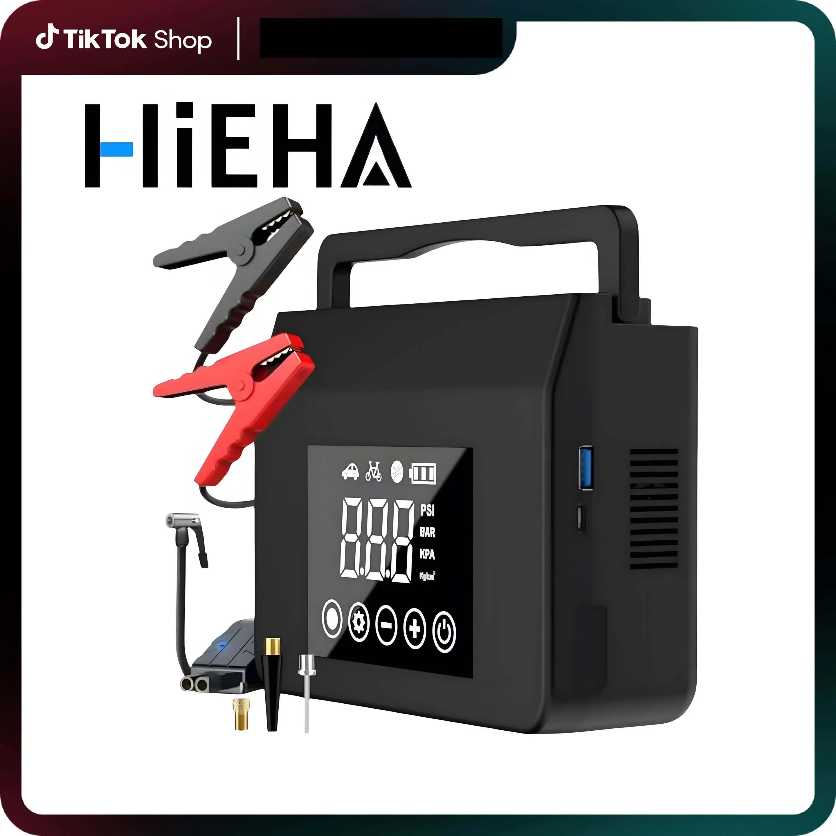 【Hieha】2026 Upgraded Version Portable Car Jump Starter with Air Compressor,4000A Car Battery Jump Starter with 150PSI Tire Inflator, 12V Car Battery Jump Power,15000mAh Power Bank With LED Light Automotive Vehicle，Mother's Day gift