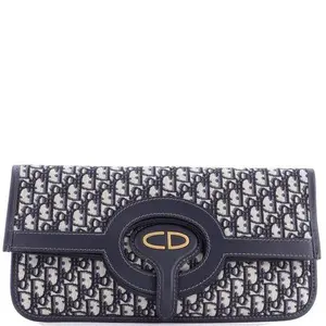Pre-owned Dior Canvas Small Leather Goods Christian Fold Cluctch Oblique Canvas