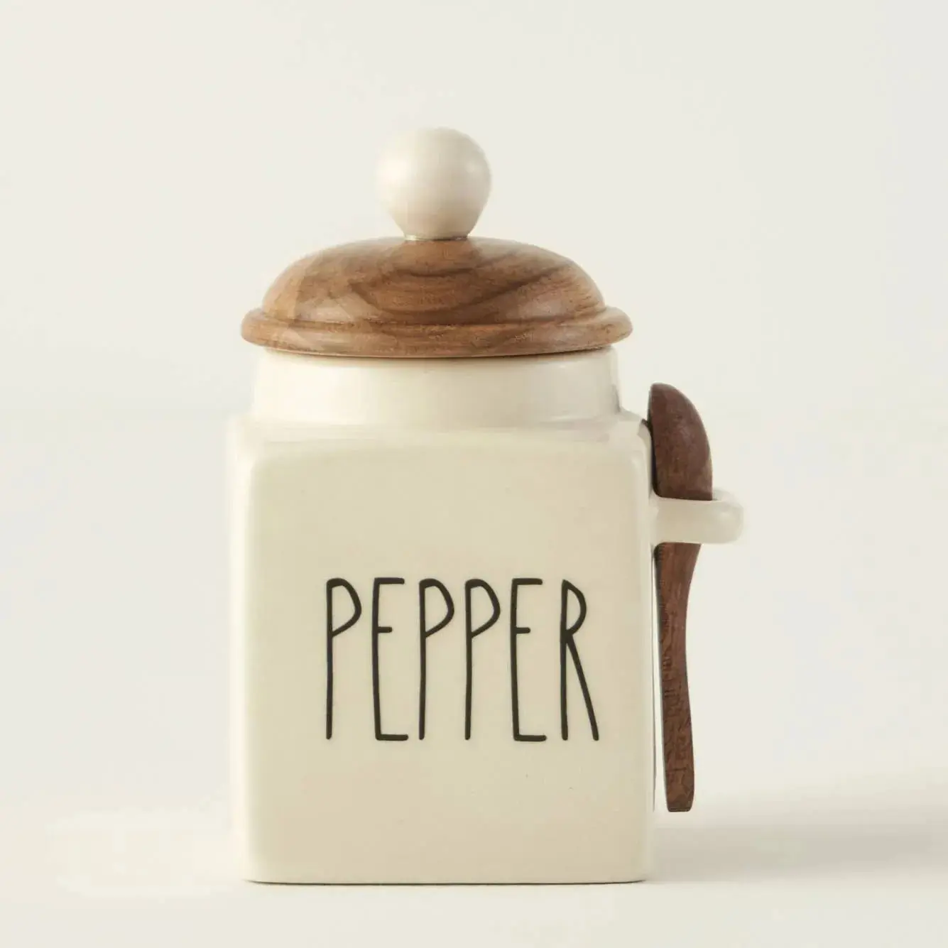 Pepper Ceramic Jar With Acacia Lid & Spoon, Utensils