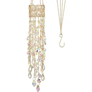 Hanging Window Garden Crystal Sun Catcher, Gold-Plated Sun Catcher for Indoor and Outdoor Decoration, Light Catcher, Party Crystals