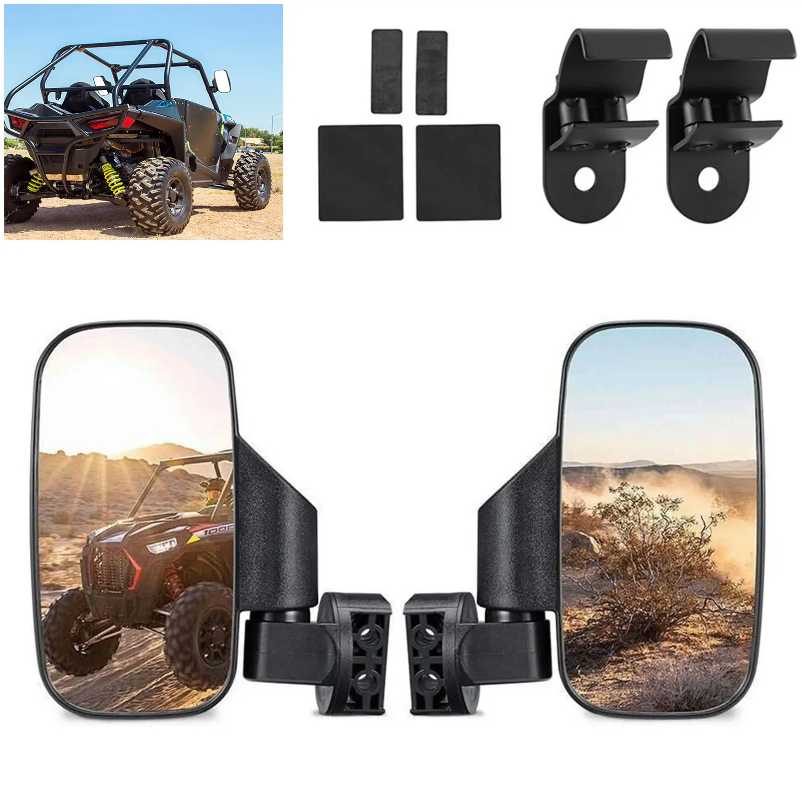 UTV Rear View Side Mirrors For Polaris Ranger 500 570 XP 900 1000 / General / RZR / Can-Am Defender & Maverick