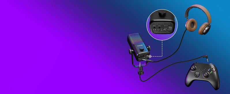 TONOR TCX3 Gaming Microphone for Xbox - RGB Condenser Streaming Mic with One Tap Mute, Long Battery Life, Fast Charging, Compatible with Capture Card