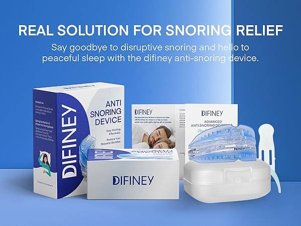 Difiney Anti Snoring Device: FDA-Cleared Anti Snoring Mouthpiece Mouth Guard - Effective Anti Snore Solution for Men and Women to Reclaim Peaceful Sleep (Blue)