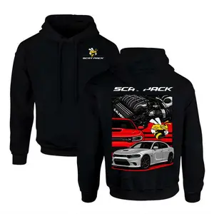 Dodge Charger Scat Pack 2 Sided Hoodie, 6.4L HEMI Engine And Scat Pack Bee Logo Muscle Car Graphic Hoodies, Gift For Men, Menswear, Full Size