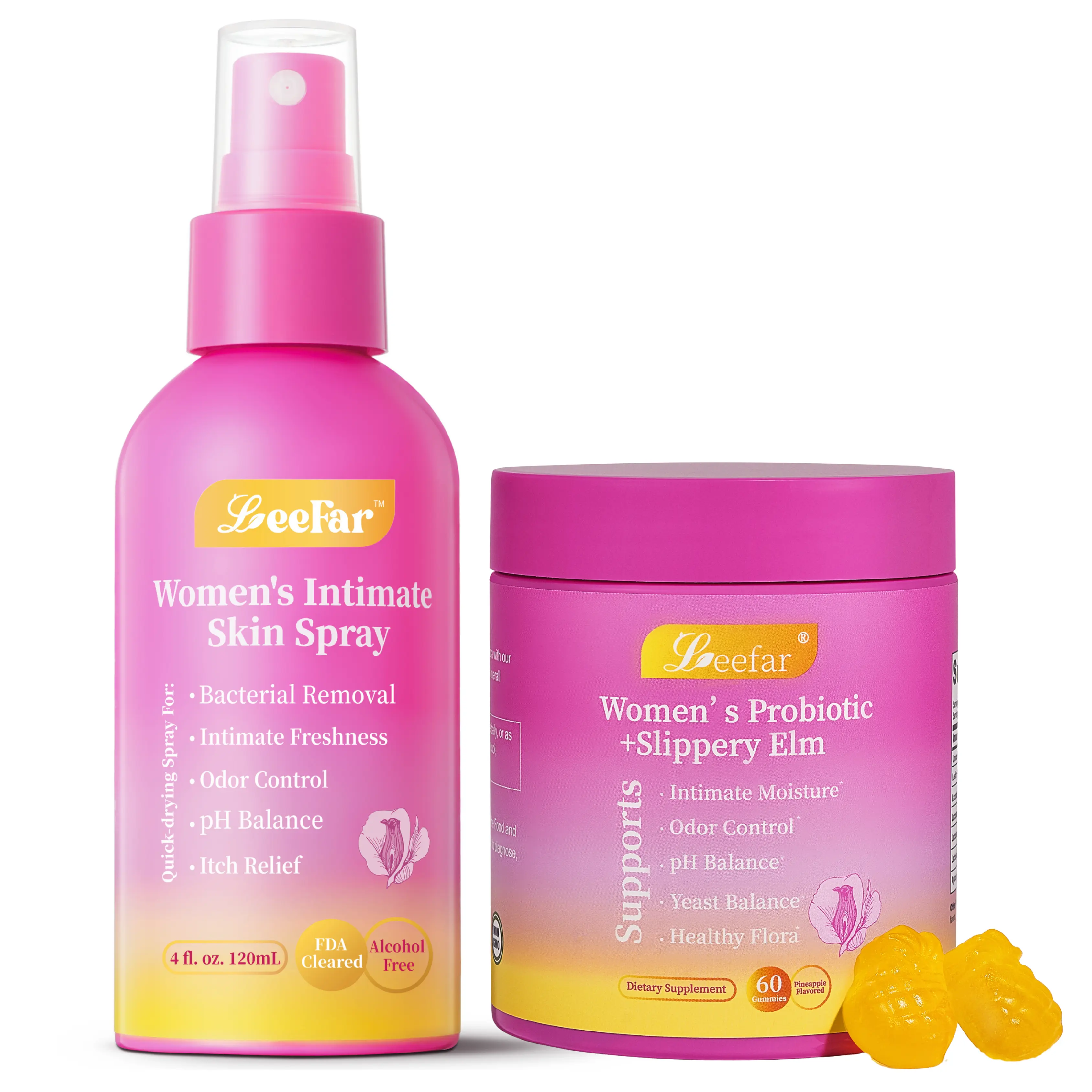 LeeFar Fresh & Juicy Duo - Her Fresh Intimate Skin Spray & Her Juicy Women’s Probiotic Bundle