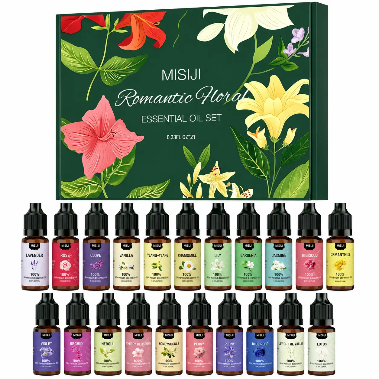 MISIJI Romantic Floral Essential Oil Set (7/14/21 Pcs), Long-Lasting Fragrance, Home & Car Use, Compatible with Diffusers, Humidifiers, Candle Making, Local Warehouse Stock, Valentine's Day Gifts for Women, Birthday, Casual, Mini Gifts