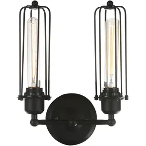 CWI Lighting Benji 2 Light 10 inch Black Wall Light 9624W10-2-101