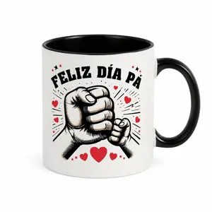 Feliz Dia Pa Color Changing Mug 11oz Heat Sensitive Ceramic Coffee Cup, Spanish Father’s Day Fist Bump Gift for Dad Papa from Son Daughter Kids
