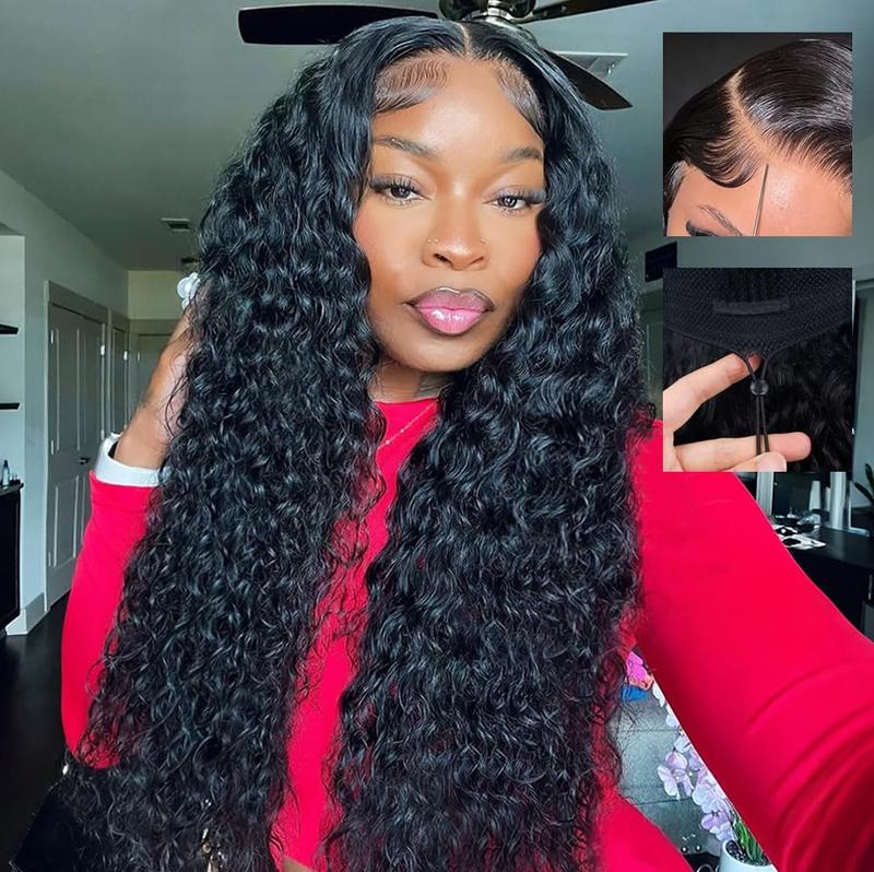 [New In] Bling Hair 13x6 Glueless Wigs Easy To Wear Deep Wave 13x4 Invisible Elastic Drawstring Wig Human Hair 180 Density Pre Plucked Hairline Pre Cut Frontal Wig For Black Women