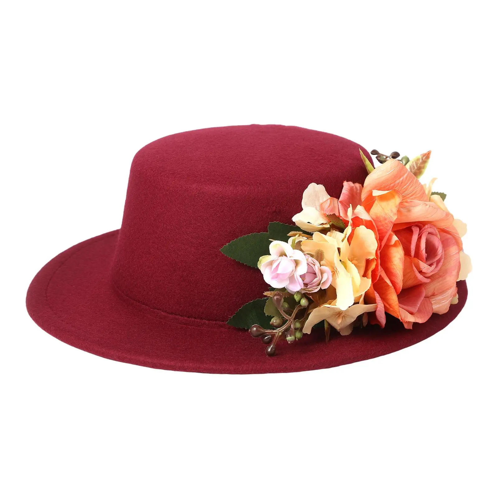 OIDEA Women's Vintage Fedora Hat - 3D Floral Rose Decor, Lightweight Polyester Wide Brim, Adjustable Elegant Dress Accessory for Wedding, Tea Party, Fedora Hat Hats, Floral Accents Hats summerwins summerwins