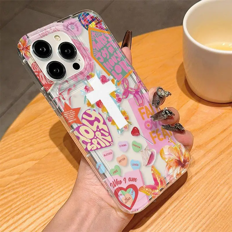 Cross Pattern Phone Case, Anti-drop Phone Protector Cover, Shockproof Phone Cover, Decorative Smartphone Protector, Compatible with iPhone 17 16 15 14 13 12 11 X XS XR Pro Max Plus Air, Multicolor Case