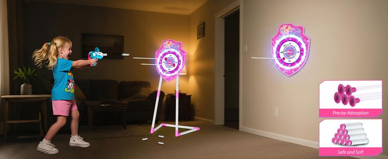 VATOS 2 Pack Bow and Arrow Toy with LED Light - 4 in 1 Archery & Dart Game Set with 20 Suction Cup Arrows, Mermaid Glow Target & Dart Board - Indoor/Outdoor Birthday Gift for Kids Boys Girls Ages 5-12