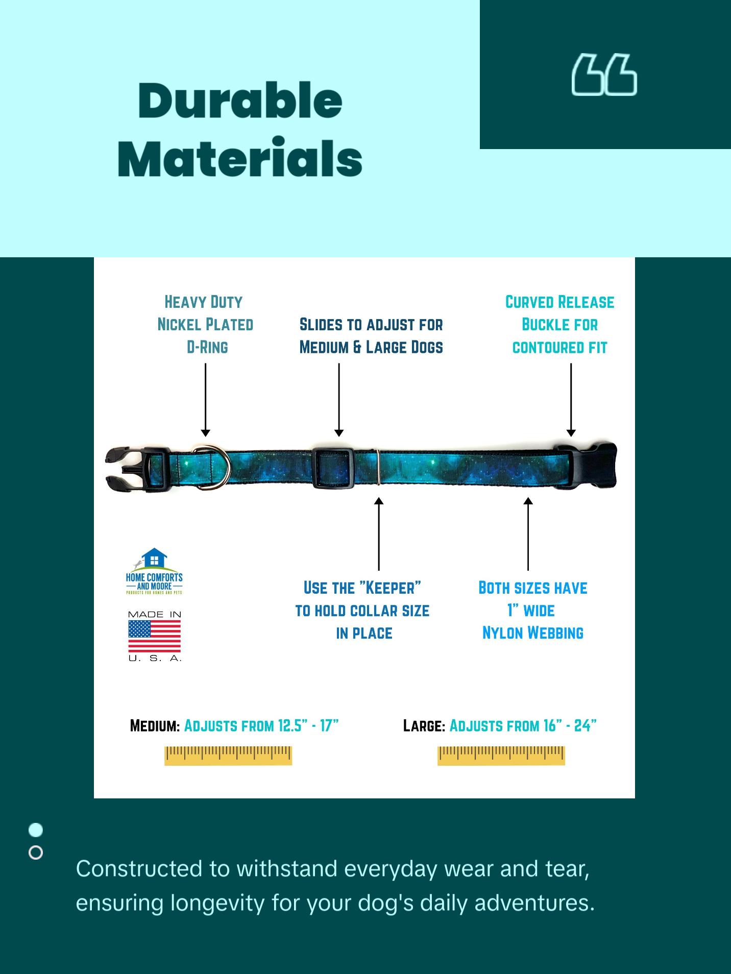 Teal Pink Flamingo Dog Collar