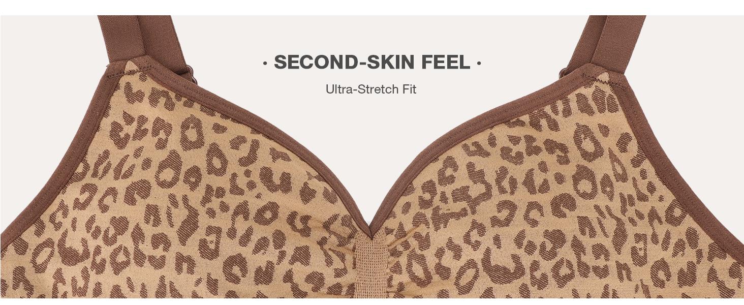 FeelinGirl Leopard Wireless Bra Adjustable Straps Comfort up to 42DDD Seamless Knitting Soft Elastic Support Daily Comfort TiktokShopBlackFriday