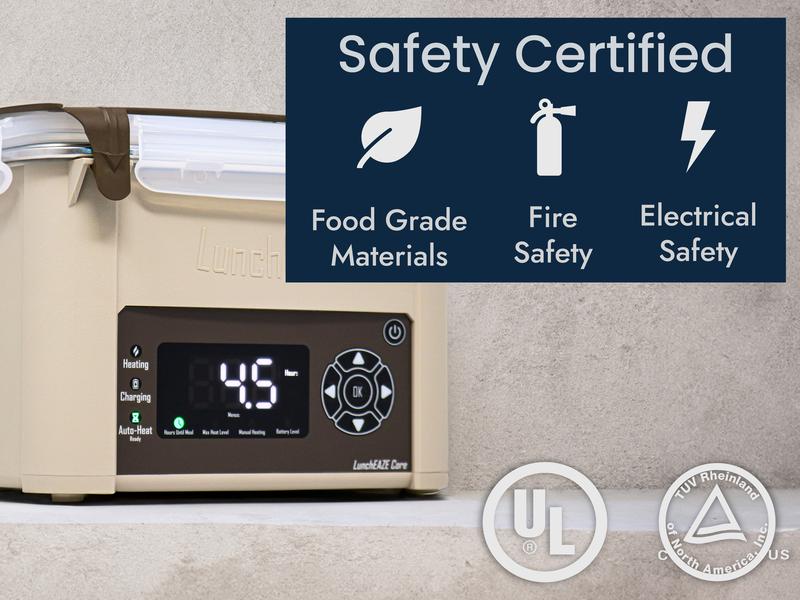 LunchEAZE Core Cordless Heated Lunchbox – Battery-Powered, 4-Cup Capacity, 220°F Max, Automatic Scheduled Heating, Stainless Steel Container