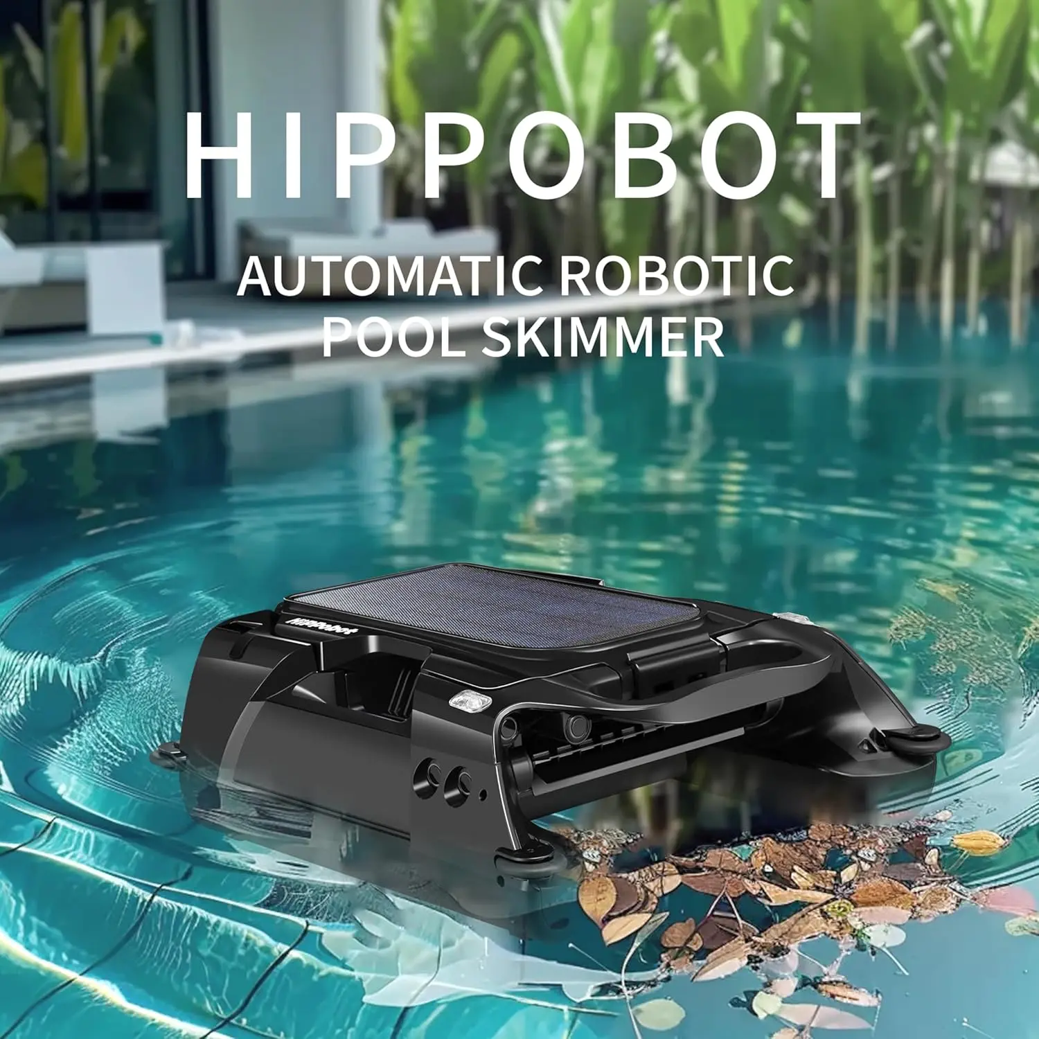 H1 Automatic Robotic Pool Cleaner with Obstacle Avoidance,3H Battery Power, Dual Charging Options & Large Capacity Solar Pool Skimmer