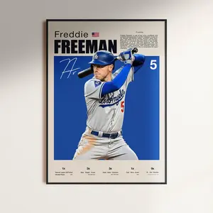 Freddie Freeman Poster, MLB Wall Art, Dodgers (Unframed), Baseball Player Art, Freeman Artwork, Sports Room Decor, Dodgers Poster.