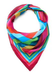 Time and Tru Women's Geometric Print Scarf with Retro Charm, Multi-Season