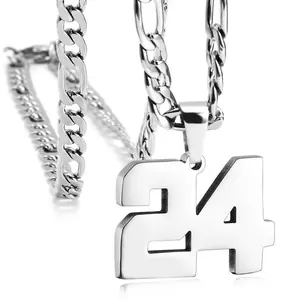 Number Necklace for Men, Athletes Stainless Steel Necklace Sport Number Pendant Chain for Baseball/Basketball/Football Team Inspiration Jewelry Gifts