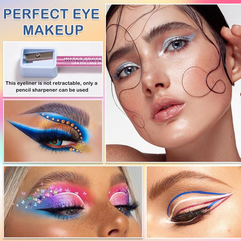 QIUFSSE 16 Color Vibrant Eye Liner Pencil Set for Creative Makeup, Highly Pigmented, Water-Resistant, Long Wearing & Smooth Application