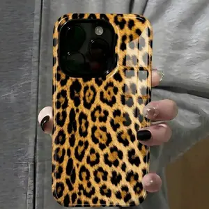 Luxury Brown Leopard Cheetah Print Protective Case for iPhone 17 Pro Max, Viral Mob Wife Aesthetic Leopard Phone Case