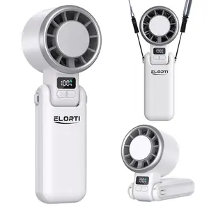 【Flash Sale】ELORTI  Portable Fan, Handheld Fan with Turbo & Ice Cooling, 5-Speed 4000mAh Rechargeable, 3-in-1 Foldable Travel Hand Held Fan, Lightweight Compact & Quiet, with USB Fast Charging for Beach Vacation Outdoor Camping, Office