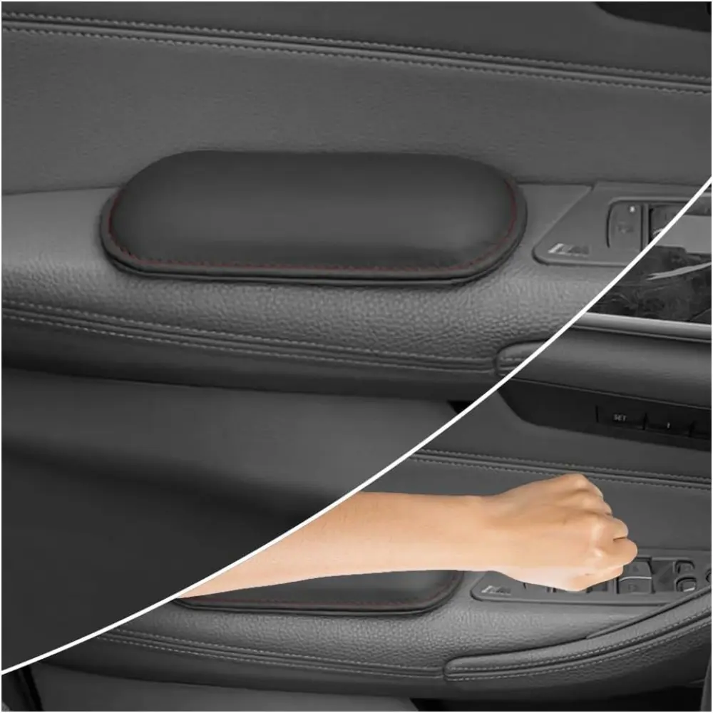 2PCS Car Door Armrest Pads Soft Leather Memory Foam for Arm Support Protect Elbow Knee Universal Car Elbow Pads Interior Black, Car Door Protector, Car Accessory