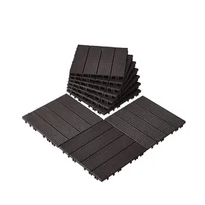 VEVOR Interlocking Deck Tiles, 10 Pack,12"x12" 10 sq. ft Plastic Waterproof Outdoor Flooring All Weather Use, Patio Floor Decking Covering Tiles for Porch Poolside Balcony Backyard, Dark Brown