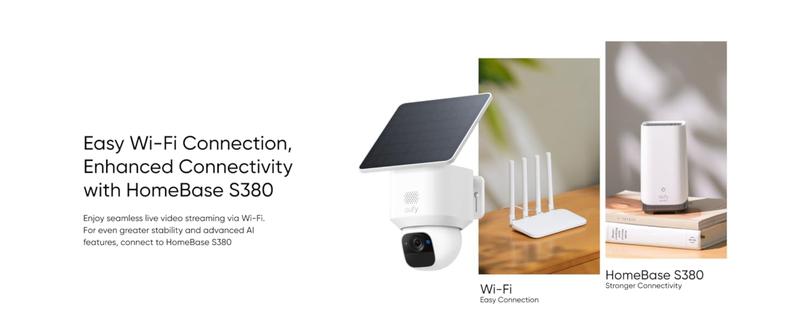 eufy Security SoloCam S340 360° Pan & Tilt Solar Security Camera 2.4 GHz Wi-Fi No Monthly Fee HomeBase S380 Compatible - Ai Auto Lock And Tracking