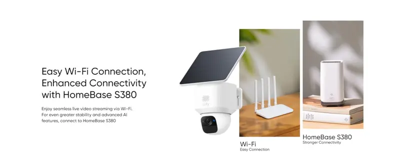 [Exclusive Bundle] eufy SoloCam S340, 360° Pan & Tilt Solar Security Camera 2.4 GHz Wi-Fi No Monthly Fee HomeBase S380 Compatible - Ai Auto Lock And Tracking
