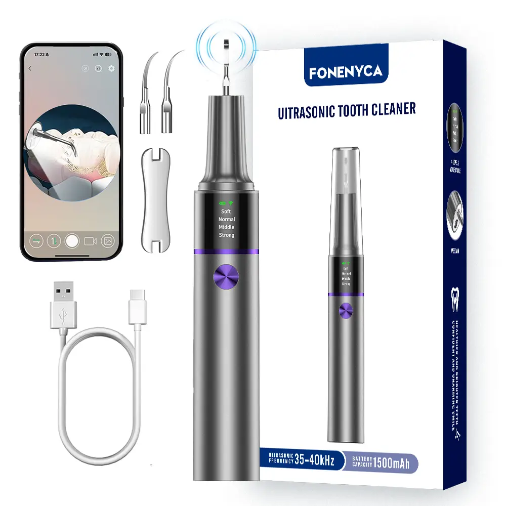 FONENYC Visual Ultrasonic Toothbrush with Camera Four-speed Custom Mode for Tartar Stains Yellow Teeth Removal Dental Calculus Take Photos Videos