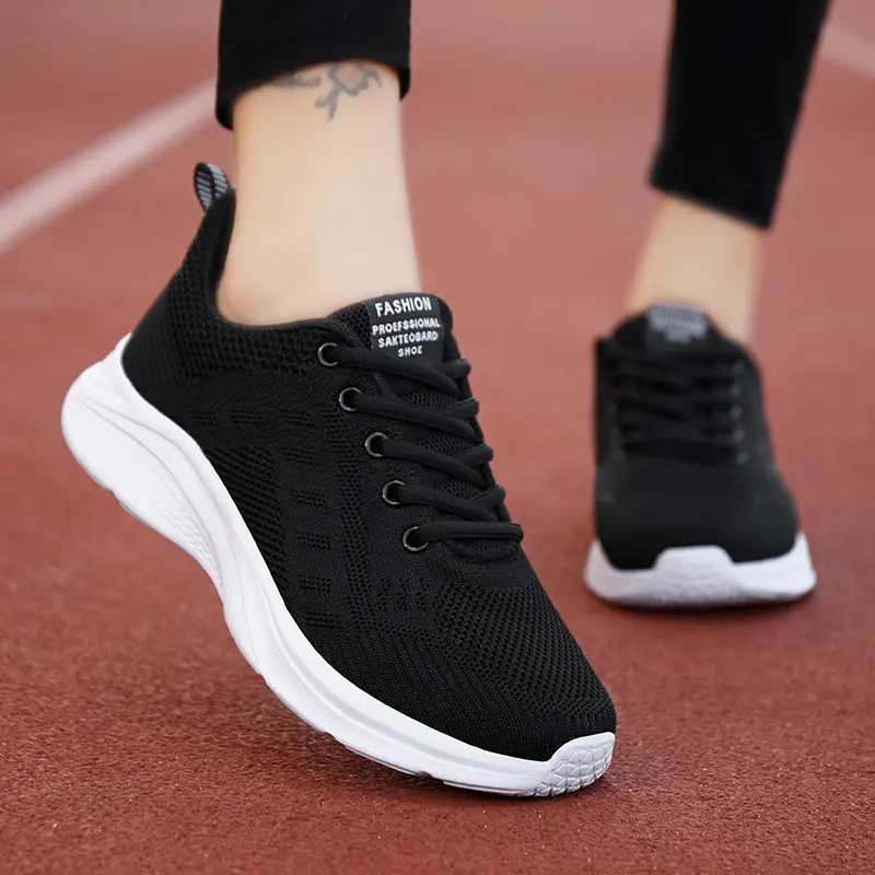 HISQIM Women's Casual Running Sneakers - Lace-Up EVA Breathable Runner Flat, Lightweight Mesh Women's Shoes for Walking, Casual Use