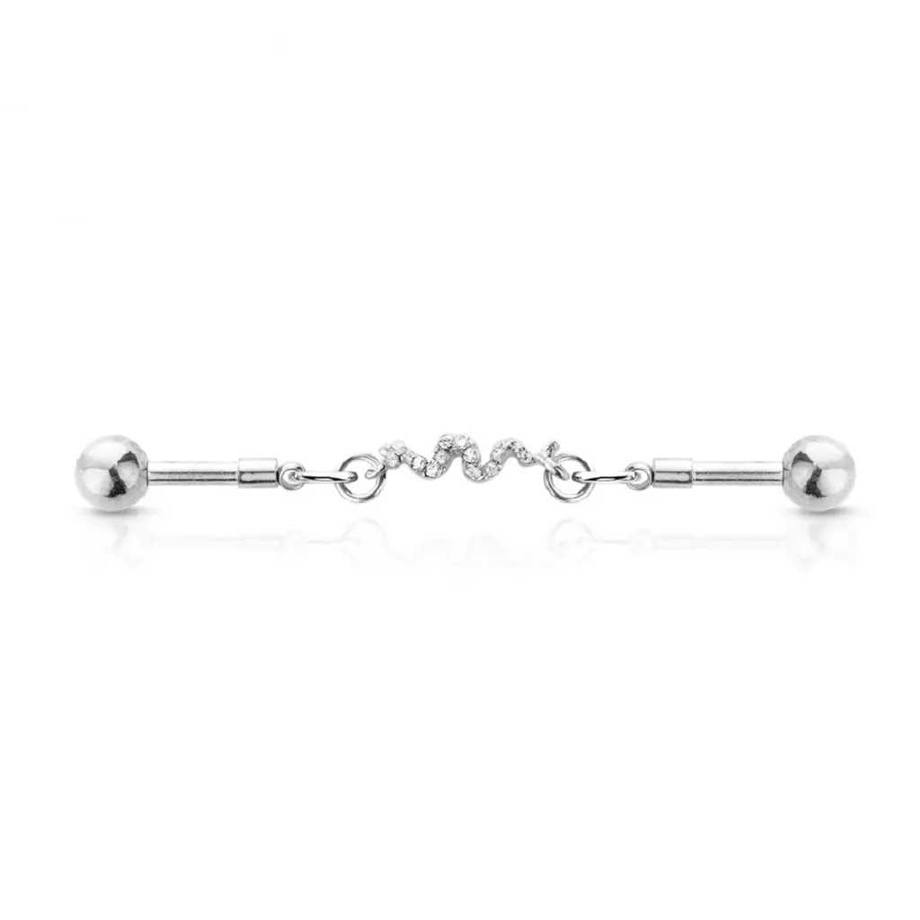 Slithering Snake Chain Link Industrial Barbell - 316L Stainless Steel