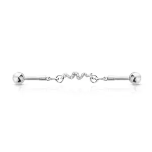 Slithering Snake Chain Link Industrial Barbell - 316L Stainless Steel