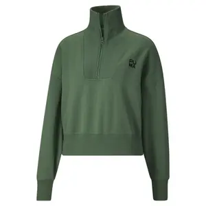 PUMA Womens Infuse Oversized Half Zip Sweatshirt Casual - Green