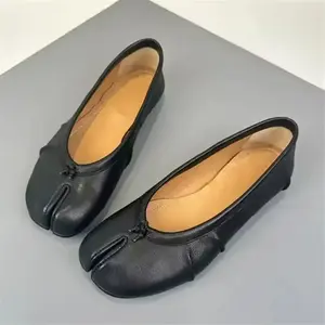 Must-buy in 2026 ballerina shoes shoes to get Spot Women's Dance Shoes Tabi Split-toe ShoesWomen's 2026 New Niche Pleated Flat BottomShallow Mouth Bow Ballet Pig's Trotters Single Shoes Split-toe Comfortable Shoes