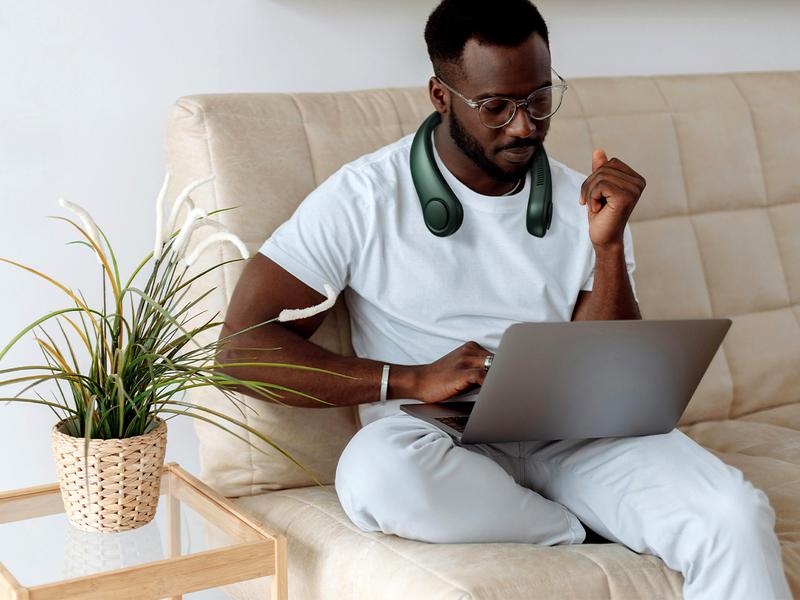 Jisulife Portable Neck Fan Hands Free Bladeless Fan 4000mAh Battery Operated Wearable Personal Fan Rechargeable 3 Speeds Gifts for Women Men Green USB