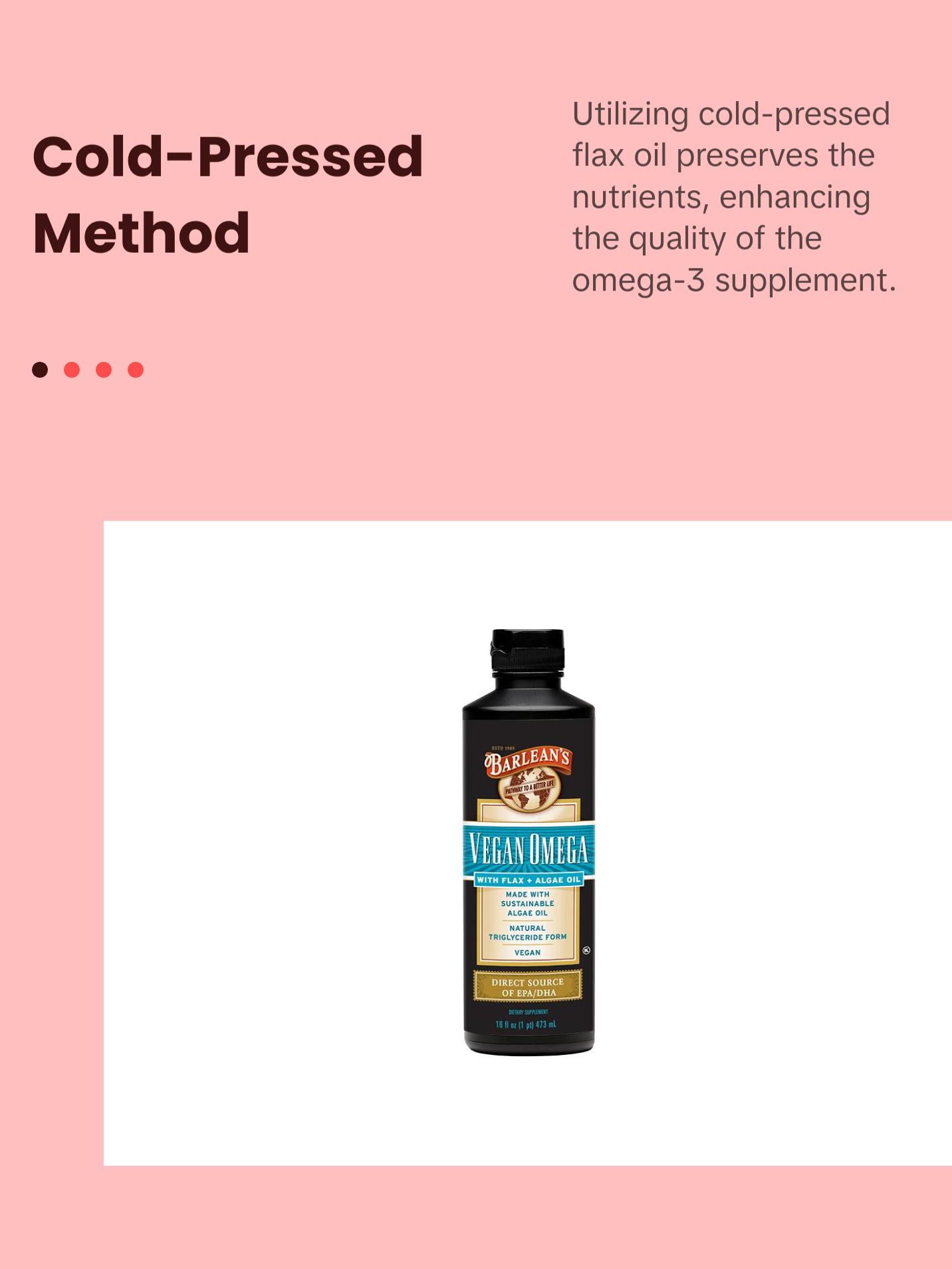 Barlean's Vegan Omega Liquid Flax and Algae Oil Plant Based EPA DHA Supplement Healthcare Fitness