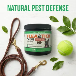 Dog Flea and Tick Prevention Chewable Tablets - Natural Flea and Tick Chewable Supplement - Oral for Dogs - Insect Repellent - All-Season Use - Suitable for All Breeds and Ages - 120 Soft Chewable Tablets