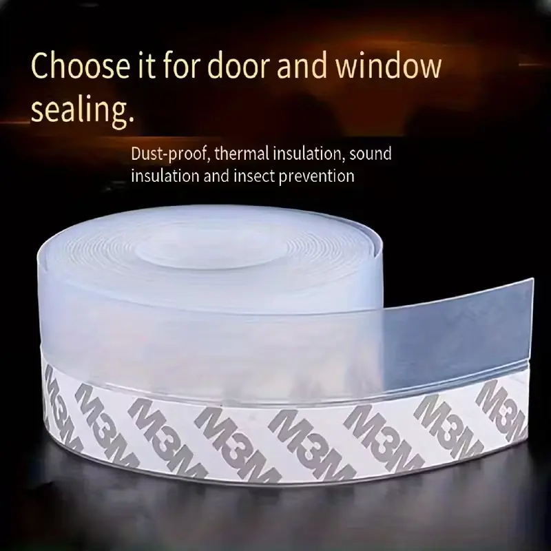 HOXEZU 16.4Ft Self-Adhesive Door & Window Seal Strip(1.38in Width)  - Dustproof, Thermal Insulation, Soundproofing, Insect Prevention, Polyurethane Material, Ideal for Glass Doors and Windows, Door Seal Strip
