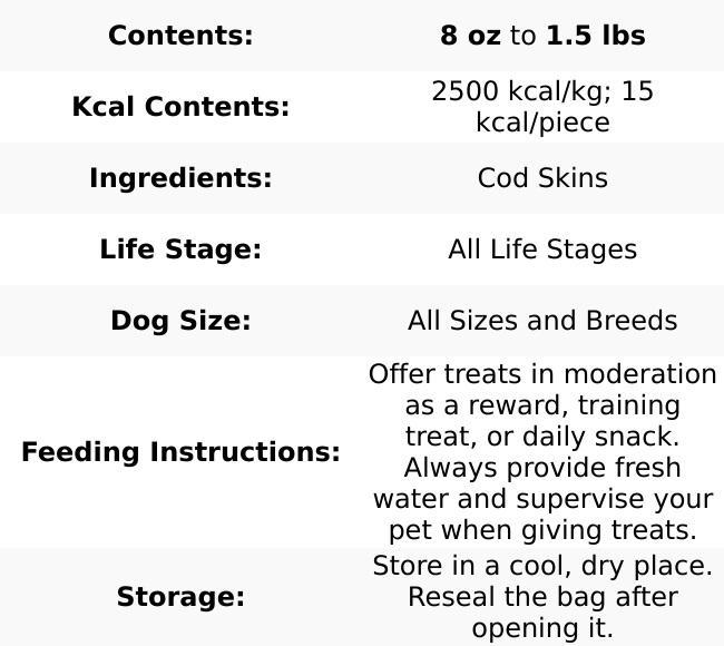 Crunchy Cod Skin Dog Treats By Hubert Pet | All-Natural, Single Ingredient, High Protein Puppy Chews Crunchy Cod Skin Dog Treats By Hubert Pet | All-Natural, Single Ingredient, High Protein Puppy Chews