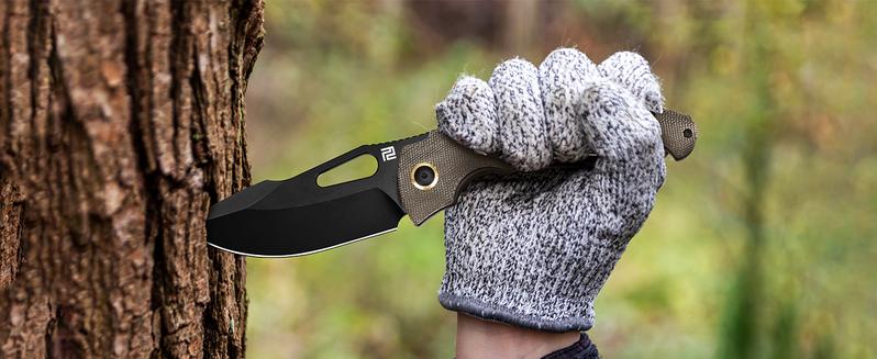 ARTISANCUTLERY Folding Pocket Knife for Men 3.86" AR-RPM9 Black PVD Steel Blade with American OD Green Micarta Handle Xcellerator(1860P) for Christmas gift, Survival Gear Survival Equipment Set