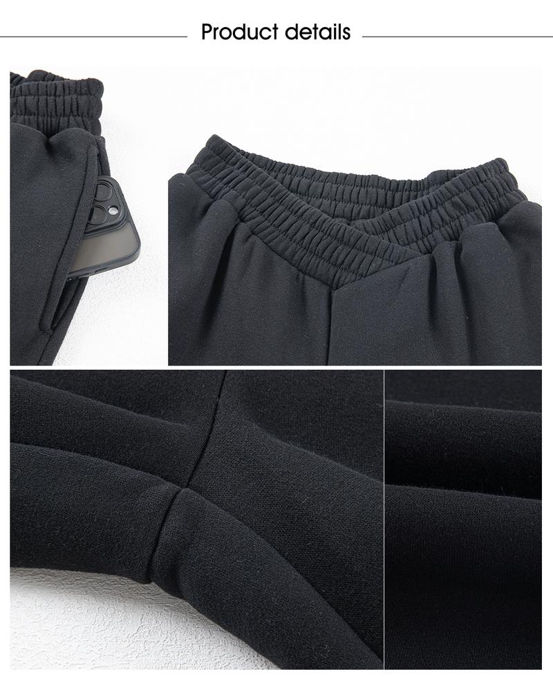 Aleumdr Women's V Crossover Waist Sweatpants Baggy Y2K Jogger Pants Wide Leg Fleeced Lounge Pants Sporty Breathable Outfits