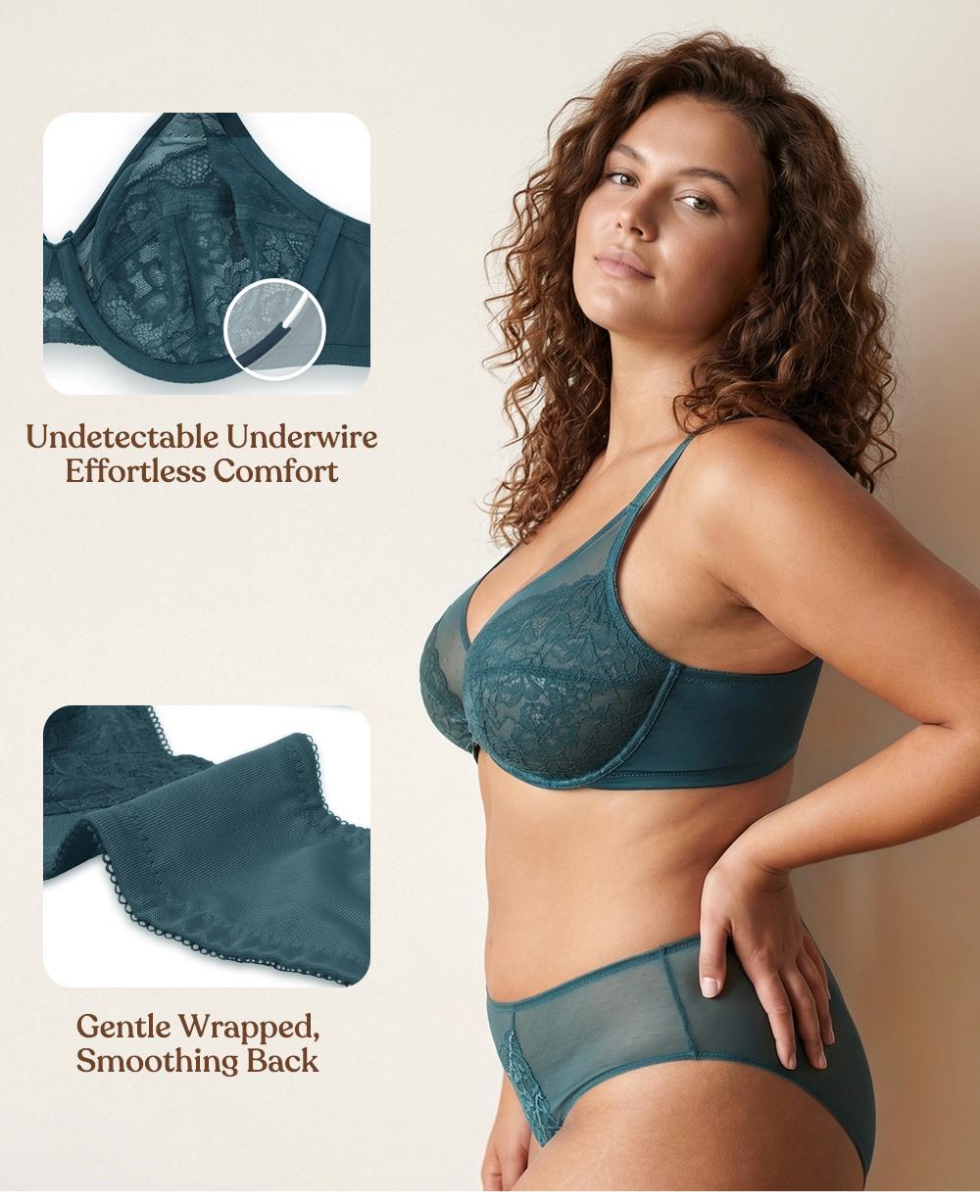 HSIA Enchante Floral Lace Plus Size Underwire Unlined Unpadded Minimizer Full Coverage Bra Women's Wear Comfortable Breathable Mesh Cup SpringStatements