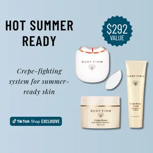 Crépe Erase by The Body Firm - Hot Summer Ready Bundle – Body Repair Treatment & Body Refining Exfoliant (10 oz) + Skin Revitalizing Tool, Firming, Smoothing & Hydrating Care for Crepey Skin