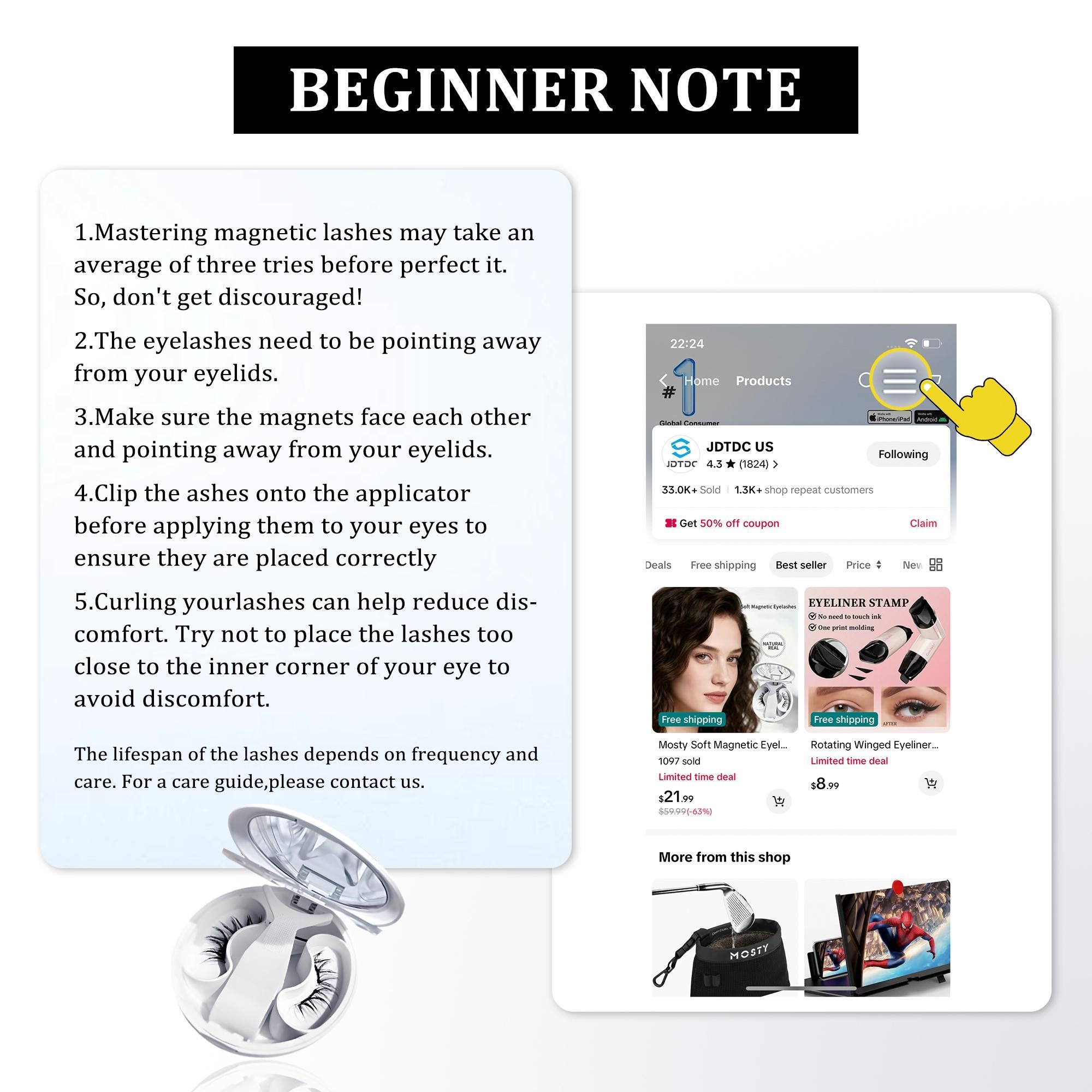 Mosty Soft Magnetic Eyelashes All-in-One Box-Reusable,Glue-Free, Waterproof, Lightweight, Natural Look, Long-Lasting False Lashes | Perfect TikTokShop Black Friday &Christmas Gift